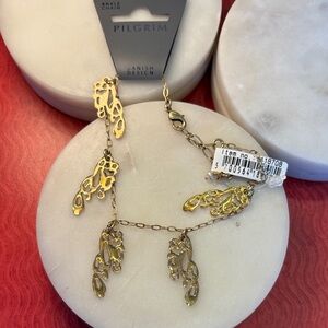 (#95) Pilgrim Gold Leaf Motif Anklet